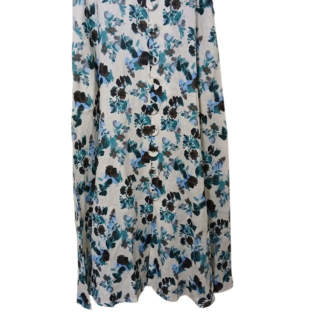 Tuckernuck Hadley Dress Small S Linen Floral Maxi Midi Budding Bluebell Button - Picture 6 of 16